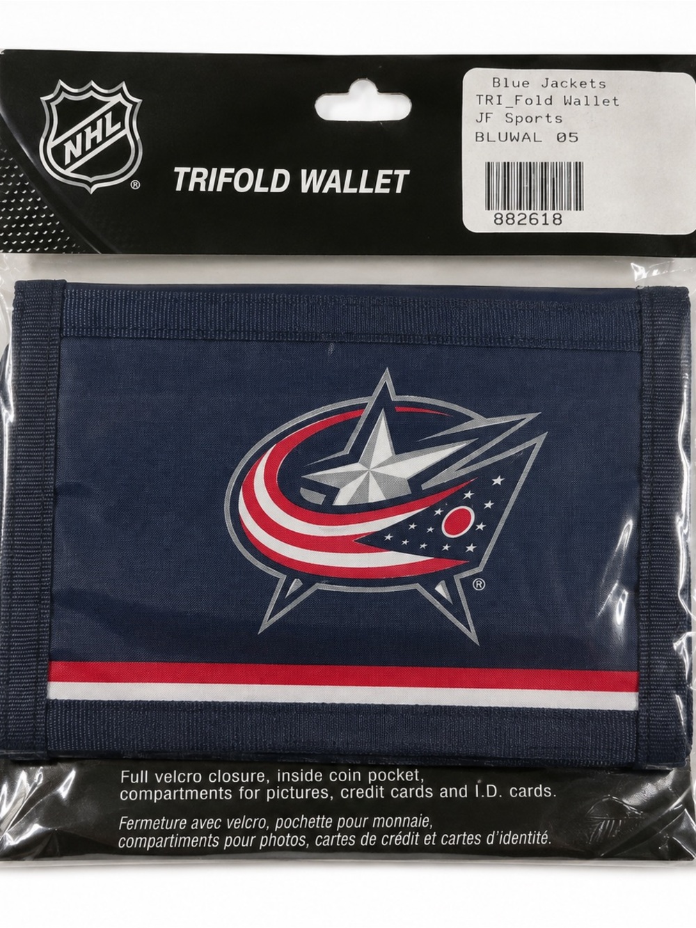 NHL Columbus Blue Jackets Trifold Wallet - Navy with Red & White Accents